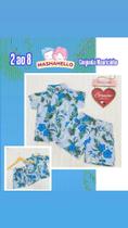 Conjunto mauricinho em algodão com estampa em forma de folhas