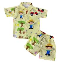Conjunto Mauricinho Fazendinha - Camisa E Bermuda