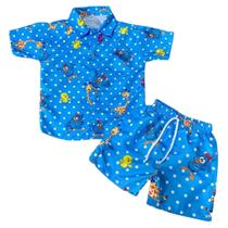 Conjunto Mauricinho Galinha Pintadinha - Camisa E Bermuda Conjunto Mauricinho Galinha Pintadinha - Camisa E Bermuda