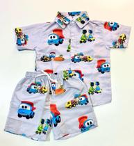 Conjunto Mauricinho Gola Polo Infantil carros Conjunto Mauricinho Gola Polo Infantil carros
