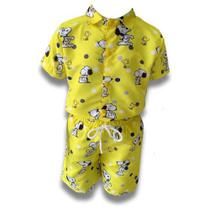 Conjunto Mauricinho Menino Snoopy - Camisa E Bermuda