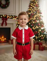 Conjunto Mauricinho Natal Papai Noel - Camisa E Bermuda