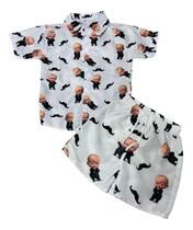 Conjunto Mauricinho Poderoso Chefinho - Camisa E Bermuda Conjunto Mauricinho Poderoso Chefinho - Camisa E Bermuda