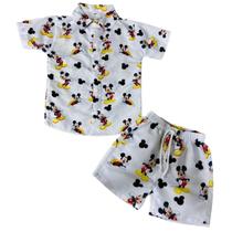 Conjunto Mauricinho Ratinho Mouse Branco - Camisa E Bermuda Conjunto Mauricinho Ratinho Mouse Branco - Camisa E Bermuda