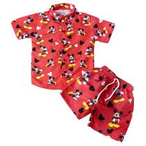 Conjunto Mauricinho Ratinho Mouse Vermelho - Camisa E Bermuda Conjunto Mauricinho Ratinho Mouse Vermelho - Camisa E Bermuda