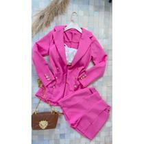 conjunto max blazer e short alfaiataria rosa p