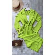 conjunto max blazer e short alfaiataria verde lima p