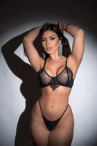 Conjunto Maya- Conjunto de lingerie em tule e renda Preto