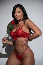 Conjunto Maya- Conjunto de lingerie em tule e renda Vermelho