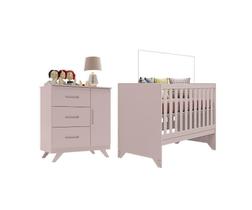 Conjunto Maya Rose Acetinado Cômoda e Berço