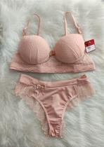 Conjunto Mayara em Microfibra com Bojo e Renda - Ajustável