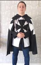 Conjunto Medieval Capa e Túnica Medieval Templário Halloween Traje Completo