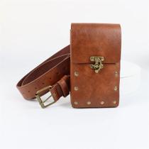 Conjunto Medieval de Cinto e Bolsa de Couro para Cosplay Renascentista