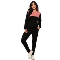 Conjunto Meia Estação Moletom Com Blusa e Calça Feminino Tendência De Inverno Estilo Confort