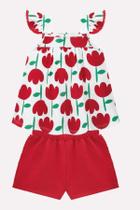 Conjunto Meia Malha Estampa Tulipas Kyly Conjunto Meia Malha Estampa Tulipas Kyly