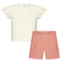 Conjunto Menina Alakazoo Blusa com Bordado Strass na Manga e Conjunto Menina Alakazoo Blusa com Bordado Strass na Manga e