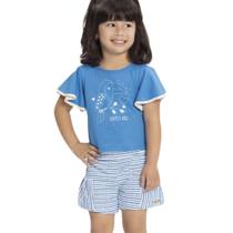 Conjunto Menina Alakazoo Blusa em Algodão Azul e Shorts em M Conjunto Menina Alakazoo Blusa em Algodão Azul e Shorts em M