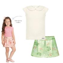 Conjunto Menina Alakazoo Blusa em Malha Nikk e Shots Saia em Moletinho Soft