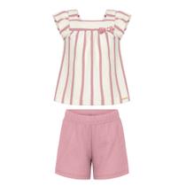 Conjunto Menina Alakazoo Crochê Imperial Blusa Listrada e Short Rosa Conjunto Menina Alakazoo Crochê Imperial Blusa Listrada e Short Rosa