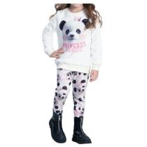 Conjunto Menina Alakazoo Moletinho Panda Branco 6528