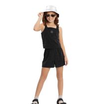 Conjunto Menina Alakazoo Regata e Shorts em Malha Crepe - Preto