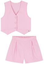 Conjunto Menina Alfaiataria Camisa Rosa Kukiê