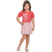Conjunto Menina Angerô Blusa Algodão e Saia Moletinho c/ Lis Tamanho:4Cor:Igual da foto