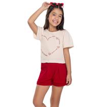 Conjunto Menina Angerô Blusa Algodão e Short Moletinho Off/V Tamanho:8Cor:Igual da foto Conjunto Menina Angerô Blusa Algodão e Short Moletinho Off/V Tamanho:8Cor:Igual da foto