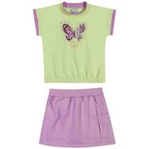 Conjunto Menina Angerô Blusa Cotton e Saia c/shorts interno Moletinho - ANGERO Conjunto Menina Angerô Blusa Cotton e Saia c/shorts interno Moletinho - ANGERO