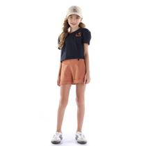 Conjunto Menina Anjo Blusa e Shorts em Algodão na cor Preta/Terracota