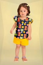 Conjunto Menina Bata Estampa Tropical e Short Kyly Conjunto Menina Bata Estampa Tropical e Short Kyly