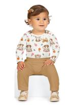 Conjunto Menina Bebê Body Meia Malha e Calça Moletom Kyly