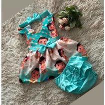 Conjunto Menina Bebê Carinho Moana Baby Verde + Laço de Cabelo +Calcinha