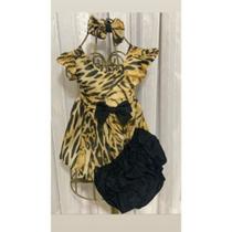 Conjunto Menina Bebê Carinho Oncinha + Faixa de Cabelo + Calcinha