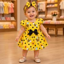 Conjunto Menina Bebê Carinho Temático Abelhinha Laço de Cabelo Calcinha Conjunto Menina Bebê Carinho Temático Abelhinha Laço de Cabelo Calcinha