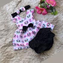 Conjunto Menina Bebê Carinho Temático Panda + Laço Conjunto Menina Bebê Carinho Temático Panda + Laço