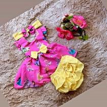 Conjunto Menina Bebê Carinho Temático Princesas + Laço