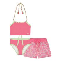 Conjunto Menina Biquíni c/Proteção UV 50+ e Saída de Praia emTule Kukiê
