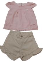 Conjunto Menina Blusa Bordada + Shorts Sarja Paraiso 15624