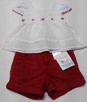 Conjunto Menina Blusa Bordada + Shorts Sarja Paraiso 17178 Conjunto Menina Blusa Bordada + Shorts Sarja Paraiso 17178