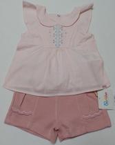 Conjunto Menina Blusa Bordada + Shorts Verão Paraiso 17094 Conjunto Menina Blusa Bordada + Shorts Verão Paraiso 17094