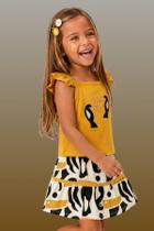 Conjunto Menina Blusa Bordado Tucano com Termocolante Nanai