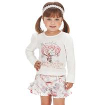 Conjunto Menina Blusa Branca com Brilho e Short Estampa Sapatinhos Piquet com Babados Gabriela Aquarela Conjunto Menina Blusa Branca com Brilho e Short Estampa Sapatinhos Piquet com Babados Gabriela Aquarela
