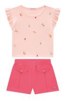 Conjunto Menina Blusa Canelada Estampa Flor e Short Somni Conjunto Menina Blusa Canelada Estampa Flor e Short Somni