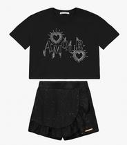 Conjunto Menina Blusa com Shorts Saia Trick Nick Preto