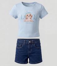 Conjunto Menina Blusa Com Shorts Trick Nick Azul
