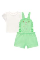 Conjunto Menina Blusa Croche e Jardineira Bordado Somni Conjunto Menina Blusa Croche e Jardineira Bordado Somni