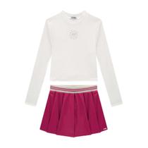 Conjunto Menina Blusa Cropped/Short-Saia College Somnii