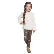 Conjunto Menina Blusa Cru Flor Bordada e Legging Sublimada Naturescer Have Fun Conjunto Menina Blusa Cru Flor Bordada e Legging Sublimada Naturescer Have Fun