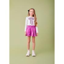 Conjunto Menina Blusa e Shorts em Algodão/Roxo - Momi